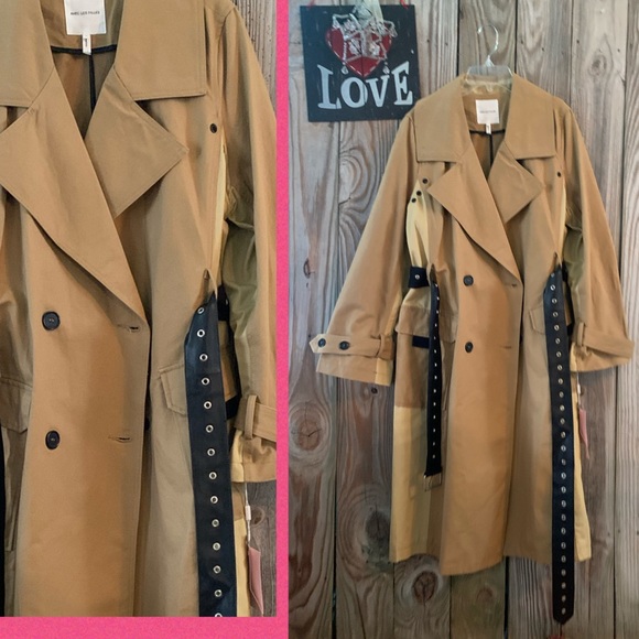 Avec Les Filles Colorblock Cotton Trench w/ Belt - Picture 7 of 8